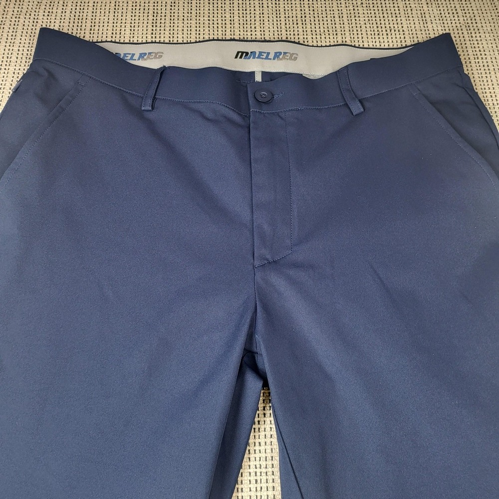 MAELREG Proflex Pants Mens 34x32 Blue Chino Regular Fit‎ Casual Golf Tech